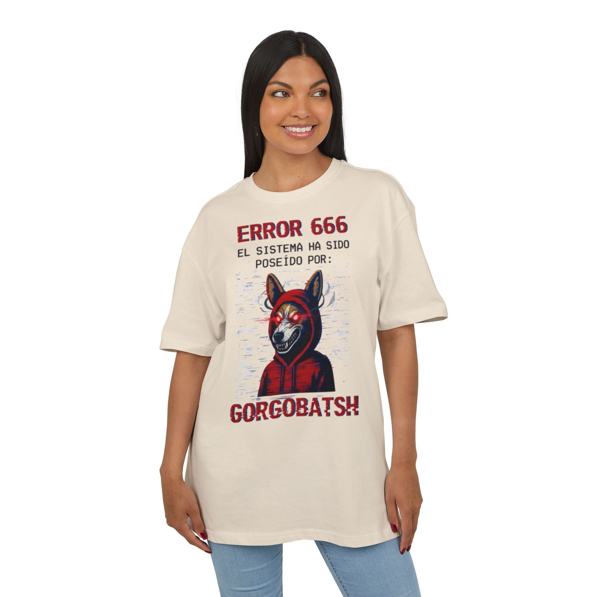 Gorgobats Error 666 Unisex Heavy Oversize Tee, Graphic Tee, Casual Wear, Streetwear, Unique Gift, Halloween Shirt