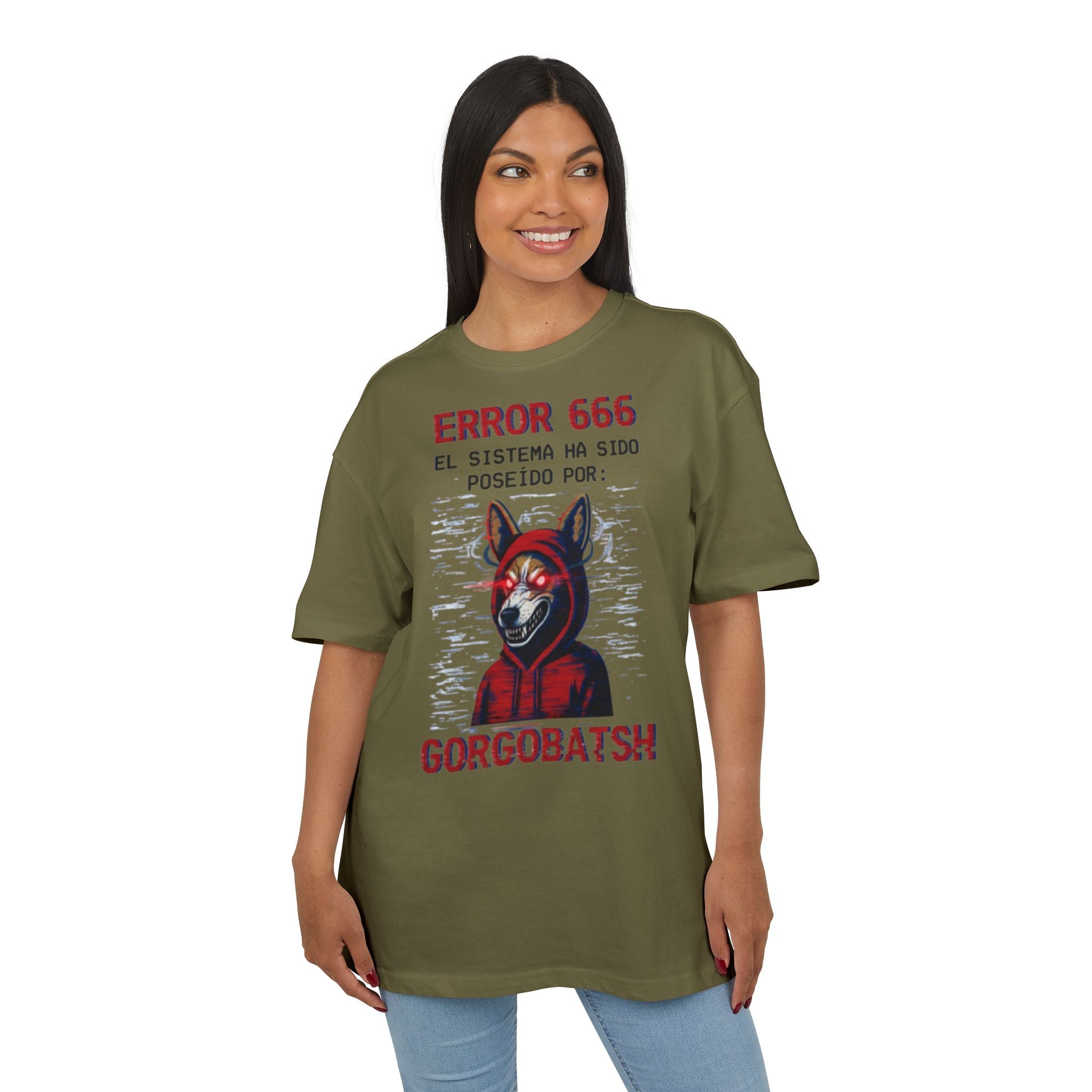 Gorgobats Error 666 Unisex Heavy Oversize Tee, Graphic Tee, Casual Wear, Streetwear, Unique Gift, Halloween Shirt