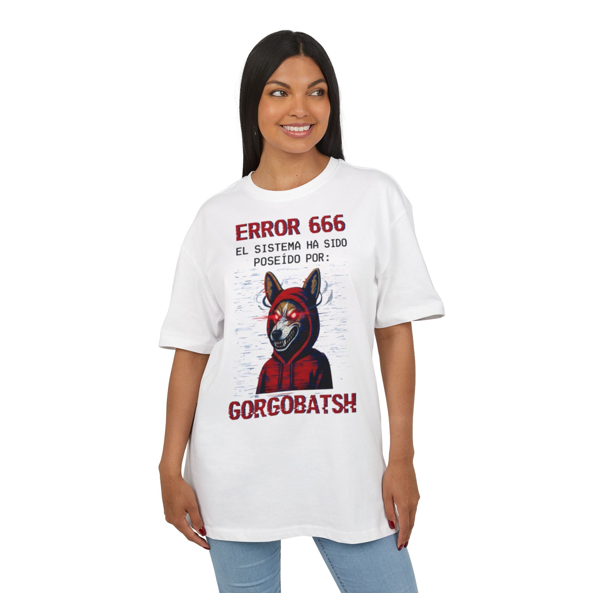 Gorgobats Error 666 Unisex Heavy Oversize Tee, Graphic Tee, Casual Wear, Streetwear, Unique Gift, Halloween Shirt