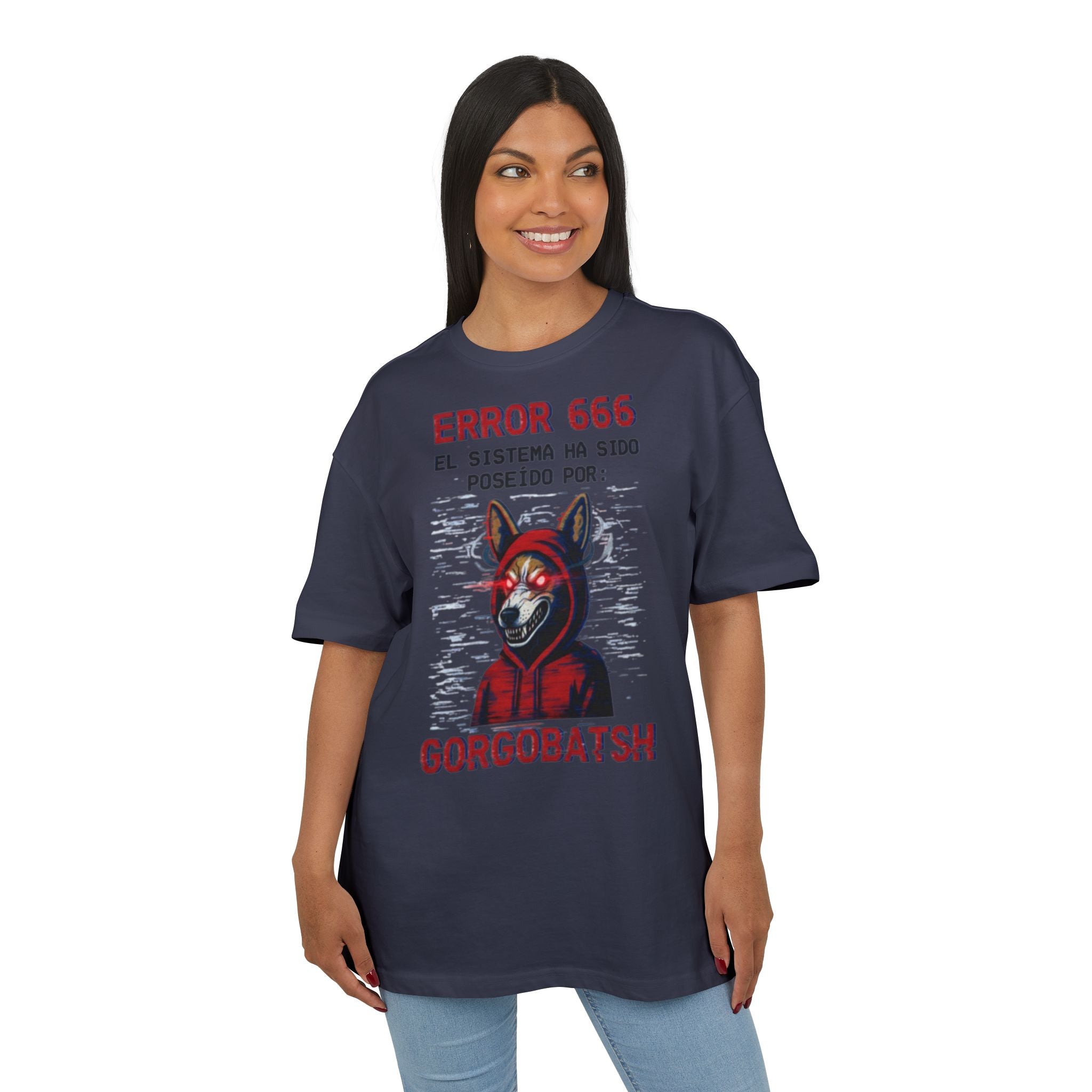 Gorgobats Error 666 Unisex Heavy Oversize Tee, Graphic Tee, Casual Wear, Streetwear, Unique Gift, Halloween Shirt
