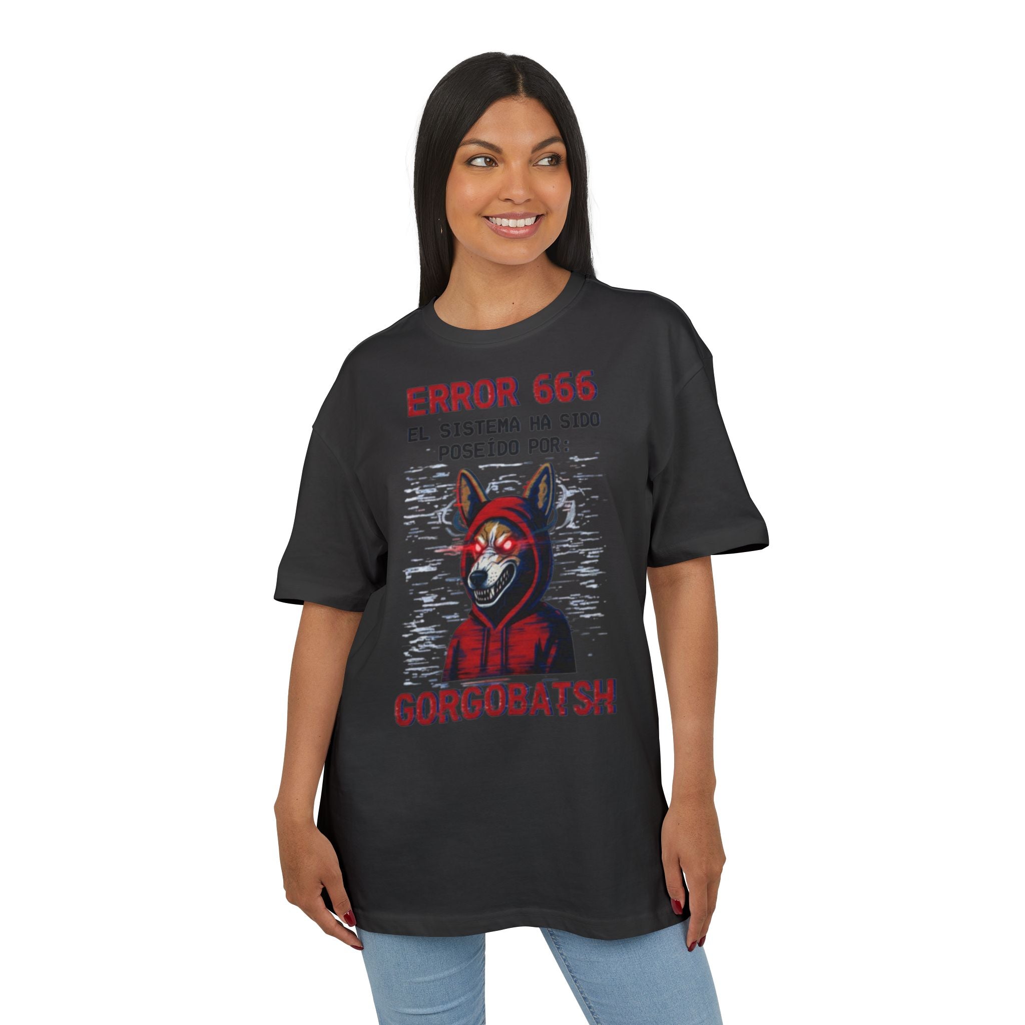 Gorgobats Error 666 Unisex Heavy Oversize Tee, Graphic Tee, Casual Wear, Streetwear, Unique Gift, Halloween Shirt